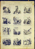 Original Old Antique Print Comic Sketches Cham Longchamps French 1868 Victorian