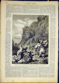 Original Old Antique Print Arabs Lion Attack Fromentin French 1868 Victorian