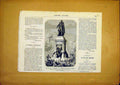 Original Old Antique Print Monument Marechal Massena Nice French 1868 Victorian