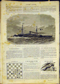 Original Old Antique Print Ship Rochambeau France Navy French 1868 Victorian