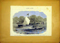 Original Old Antique Print Boat Canoe Lambeth Empress French 1868 Victorian
