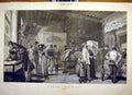 Original Old Antique Print Museum Cluny Visitors Sunday French 1881 Victorian