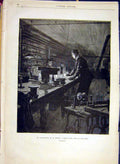 Original Old Antique Print Laboratory Edison Menlo-Park New-York America 1881