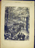 Original Old Antique Print Afghanistan Siers Service Church Preach 1881 19th