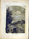 Original Old Antique Print Calendar Month March Illustration Montbard 1881 19th