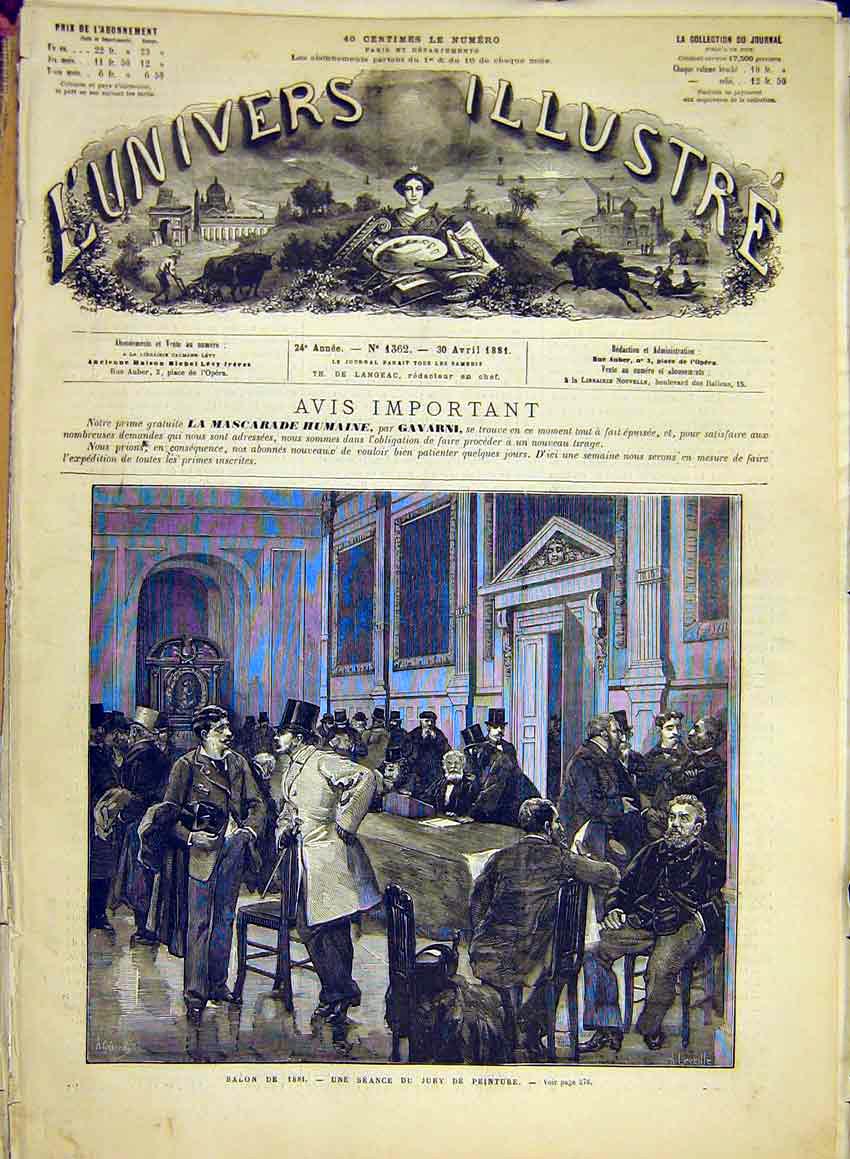 Original Old Antique Print Jury Court Meeting Peinture S∆üã®´Ance French 1881