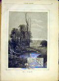 Original Old Antique Print May Sketch Calendar Montbard French 1881 Month 19th
