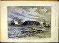 Original Old Antique Print Tunisia Tabarka Tourville Surveillante Ship 1881 19th