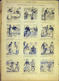 Original Old Antique Print Comic Review Draner Restaurant French 1881 Victorian