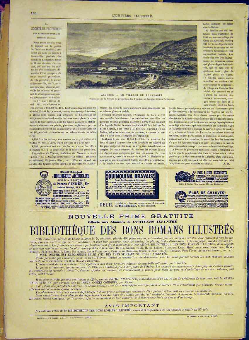 Original Old Antique Print Algeria Village Boukhalfa French 1881 19th
