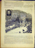 Original Old Antique Print Calderon Historic Procession Madrid Spain 1881 19th