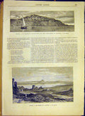 Original Old Antique Print Tunisia Carthage Boat Ruins Saidi-Bou-Said 1881 19th