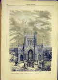 Original Old Antique Print Exhibition Milan Italy Cavour Palestro 1881 Victorian