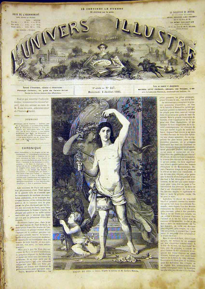 Original Old Antique Print Jason Fine Art Moreau French 1865 19th