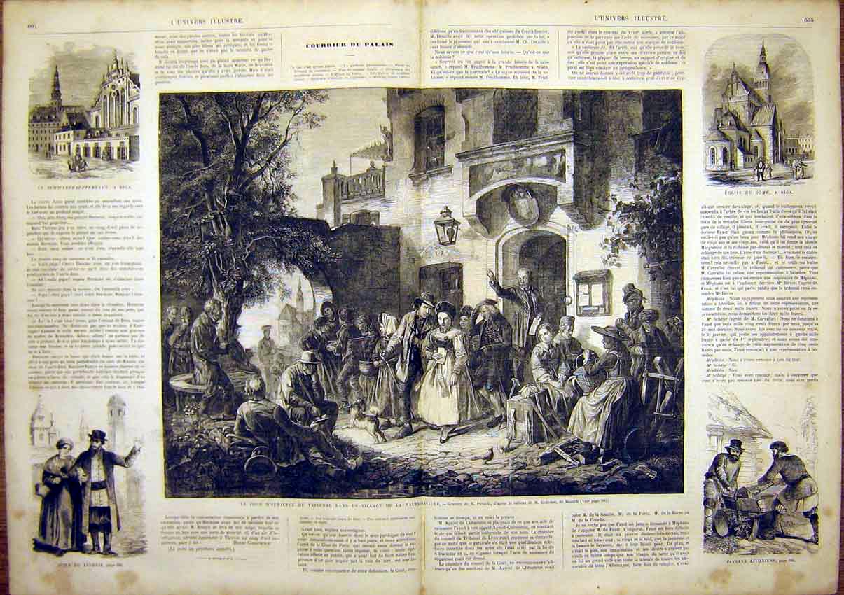 Original Old Antique Print Bavaria Tribunal Pietsch Meeting French 1865 19th