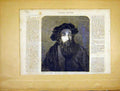 Original Old Antique Print Portrait Rabbin Rembrandt London French 1865 19th