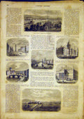 Original Old Antique Print Hospital Dublin Liffey Sackville Ireland 1865 19th