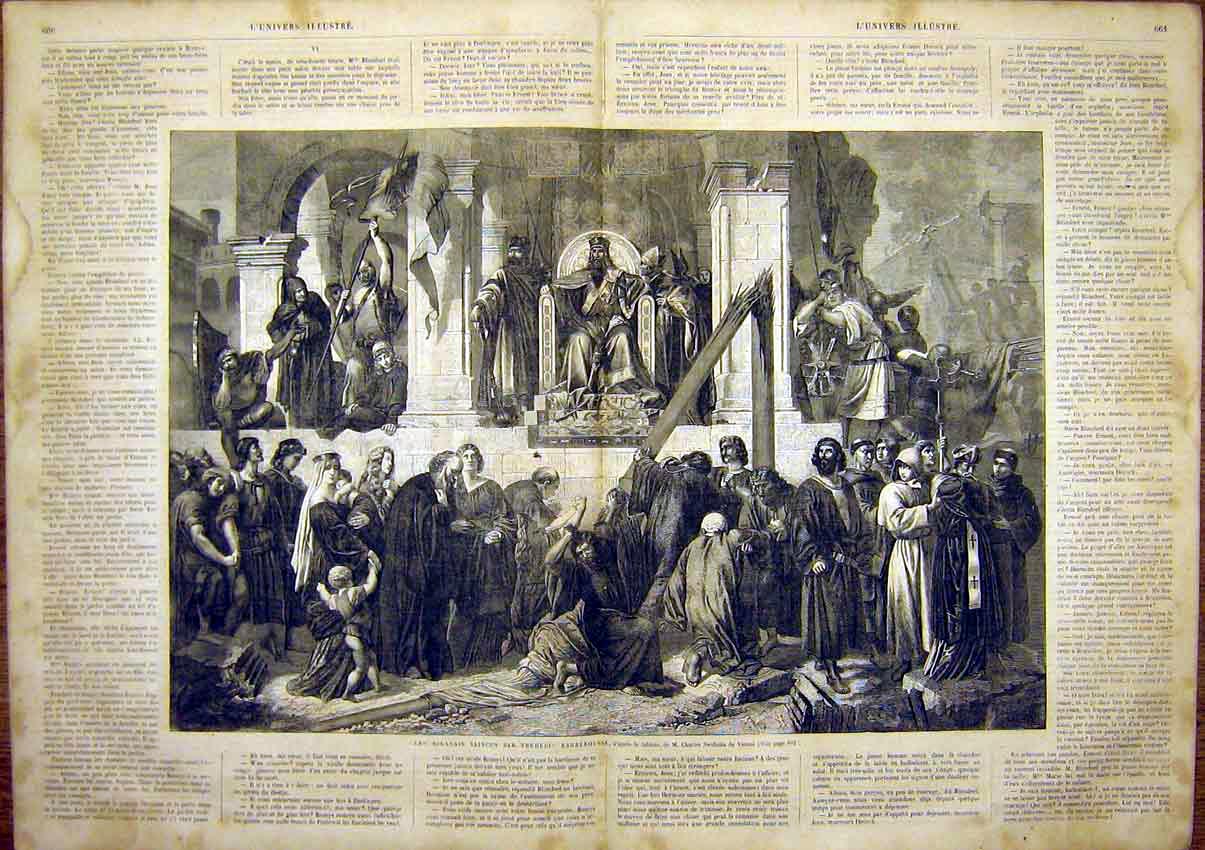 Original Old Antique Print Swoboda Fine Art Frederic Barbaric Historic 1865