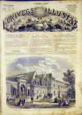 Original Old Antique Print Paris Delannoy Buildings Architecture French 1865