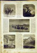 Original Old Antique Print Camel Caravan Mount Sinai Australia Iceland 1865 19th