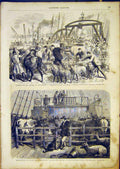 Original Old Antique Print Blackwall Cattle Sheep Animals Maas French 1865 19th