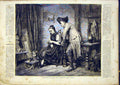 Original Old Antique Print Question Laseh Dusseldorf Family French 1865 19th