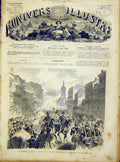 Original Old Antique Print Prussian Troops Leipzig Grenadiers French 1866 19th
