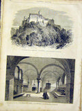 Original Old Antique Print Castle Wartburg Chapel Luther French 1866 Victorian