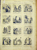 Original Old Antique Print Comic Sketches Cham Paris France French 1866 19th