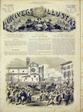 Original Old Antique Print Victor-Emmanuel Florence Italy French 1866 Victorian