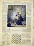 Original Old Antique Print Mother Child Lesson Swift Portrait French 1866 19th