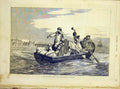 Original Old Antique Print Emigrants Boat Sea Schlesinger French 1866 Victorian