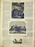 Original Old Antique Print Philadelphia Franklin Opera Paris Building 1866 19th