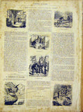 Original Old Antique Print Papillon Mountain Forest Gavarni French 1866 19th