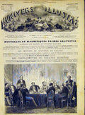 Original Old Antique Print Ministers Council Fountainbleau France 1868 Victorian