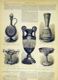 Original Old Antique Print Art Objects Antiquities Museum London French 1868