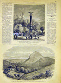 Original Old Antique Print Polish Monument Zurich Rio-De-Janiero 1868 Victorian