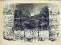 Original Old Antique Print Fete Fireworks France Paris French 1868 Victorian