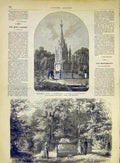 Original Old Antique Print Langensalza Hanoverian Prussian Monument 1868 19th