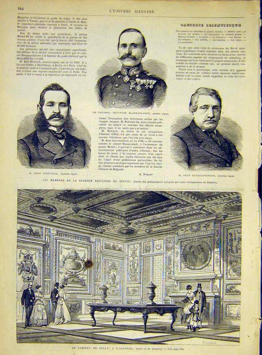 Original Old Antique Print Ristitsch Blasnavatsch Gavrilowitsch Arsenal 1868