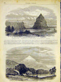 Original Old Antique Print New Zealand Wanganui River Teramakau 1868 Victorian