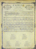 Original Old Antique Print Music Score Song Nadaud L'Aieule French 1868 19th