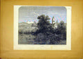 Original Old Antique Print Zurich Lake Birds Ulrich Hutten Tomb French 1868