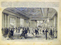 Original Old Antique Print Buckingham Palace London Hall French 1868 Victorian