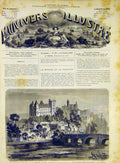 Original Old Antique Print Castle Pau Queen Isabelle Spain French 1868 Victorian