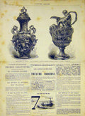 Original Old Antique Print Exhibition Leeds Vase Chelsea Flaxman French 1868