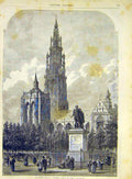 Original Old Antique Print Anvers Green Place Garden Park Church Read 1868 19th