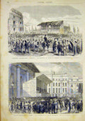 Original Old Antique Print Elections Parliament London Hustings Lambeth 1868