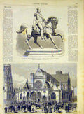 Original Old Antique Print Statue LeopAnvers Geefs Queen Isabelle 1868 Victorian