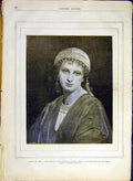 Original Old Antique Print Portrait Venetian Lady Landelle French 1880 Victorian